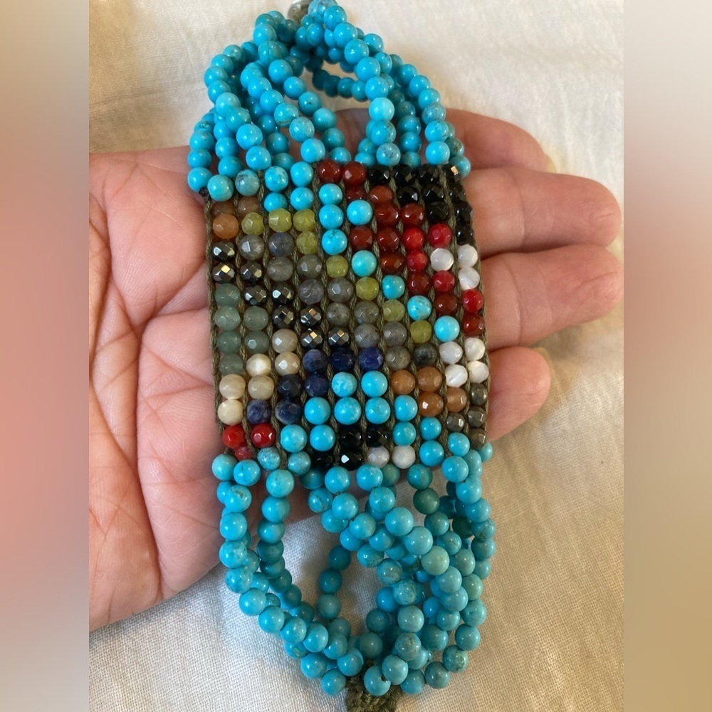 Chan Luu Sterling Silver 925 Turquoise Beads & Multi Colored Agate Bracelet‎ - Picture 10 of 14